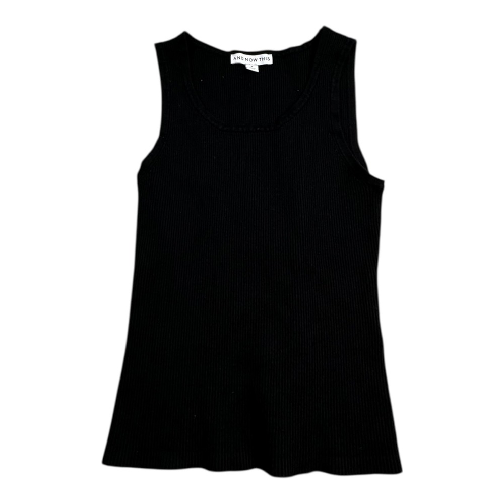 AND NOW THIS Black‎ Ribbed Knit Tank Top Sleeveless Scoop Neck Women's Medium